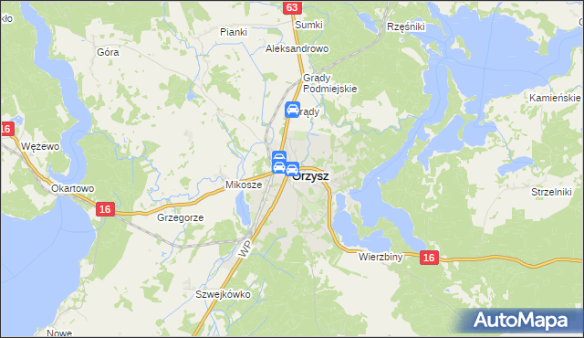 mapa Orzysz, Orzysz na mapie Targeo