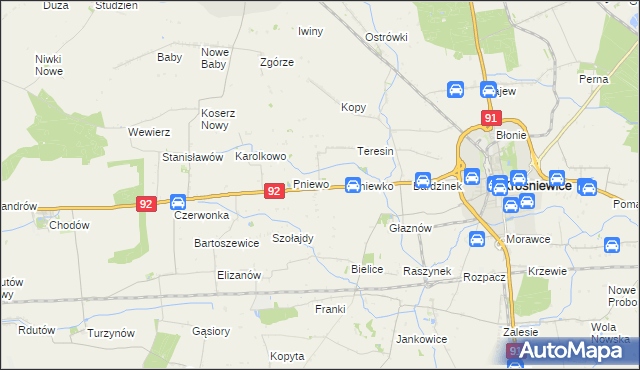 mapa Ostałów gmina Krośniewice, Ostałów gmina Krośniewice na mapie Targeo