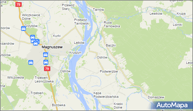 mapa Ostrów gmina Maciejowice, Ostrów gmina Maciejowice na mapie Targeo