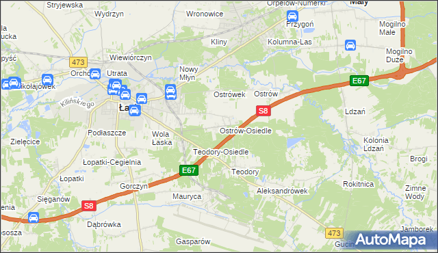 mapa Ostrów-Osiedle, Ostrów-Osiedle na mapie Targeo