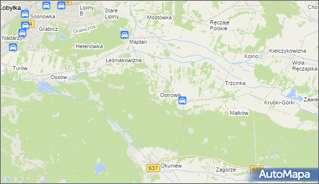 mapa Ostrowik gmina Poświętne, Ostrowik gmina Poświętne na mapie Targeo