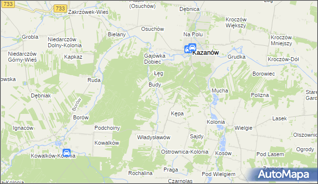 mapa Ostrówka gmina Kazanów, Ostrówka gmina Kazanów na mapie Targeo