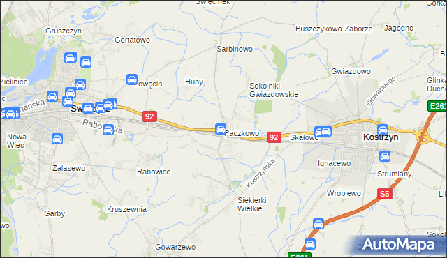 mapa Paczkowo gmina Swarzędz, Paczkowo gmina Swarzędz na mapie Targeo