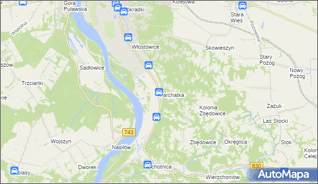 mapa Parchatka, Parchatka na mapie Targeo