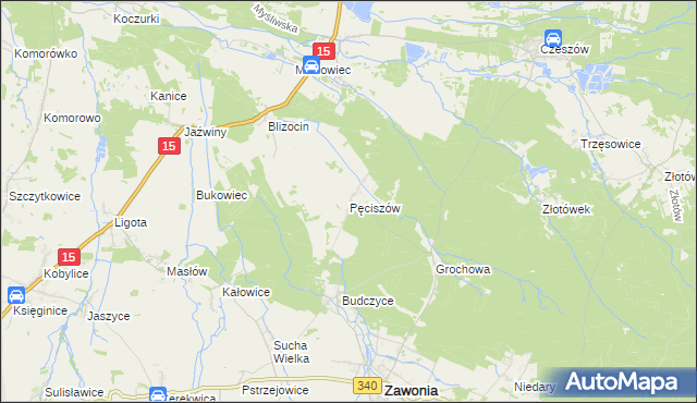 mapa Pęciszów, Pęciszów na mapie Targeo