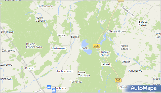 mapa Piaski gmina Siedlec, Piaski gmina Siedlec na mapie Targeo