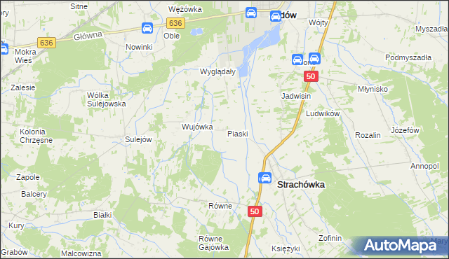 mapa Piaski gmina Strachówka, Piaski gmina Strachówka na mapie Targeo