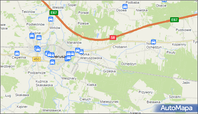 mapa Pieczyska gmina Wieruszów, Pieczyska gmina Wieruszów na mapie Targeo