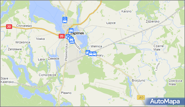 mapa Piekary gmina Czaplinek, Piekary gmina Czaplinek na mapie Targeo