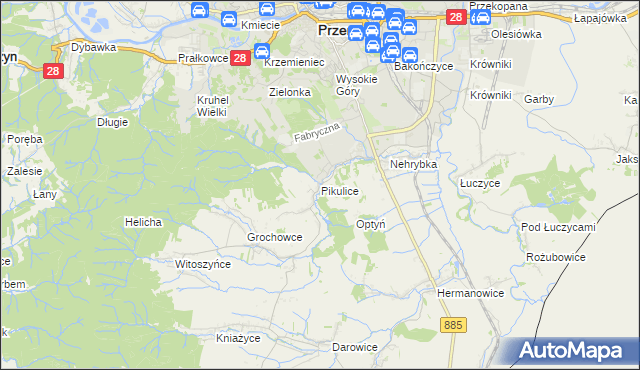 mapa Pikulice, Pikulice na mapie Targeo