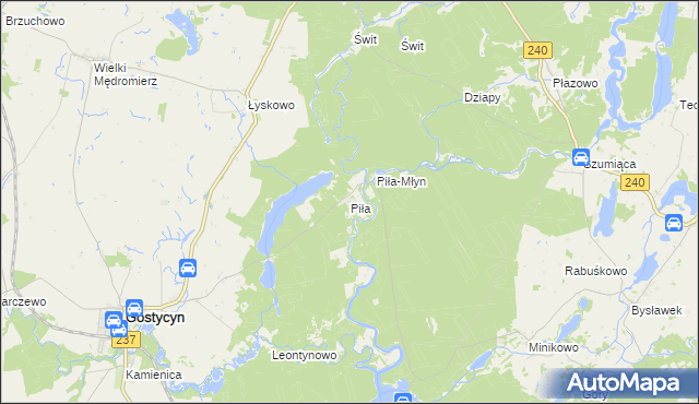 mapa Piła gmina Gostycyn, Piła gmina Gostycyn na mapie Targeo