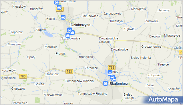 mapa Podgaje gmina Skalbmierz, Podgaje gmina Skalbmierz na mapie Targeo