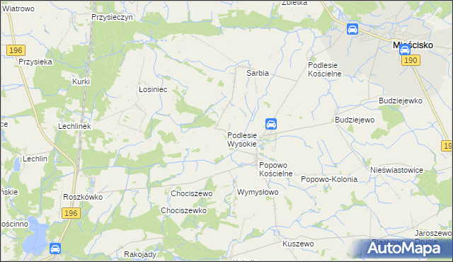 mapa Podlesie Wysokie, Podlesie Wysokie na mapie Targeo