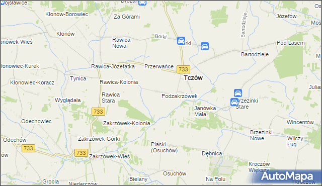 mapa Podzakrzówek, Podzakrzówek na mapie Targeo
