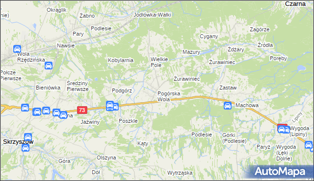 mapa Pogórska Wola, Pogórska Wola na mapie Targeo