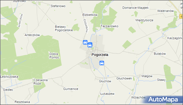 mapa Pogorzela powiat gostyński, Pogorzela powiat gostyński na mapie Targeo