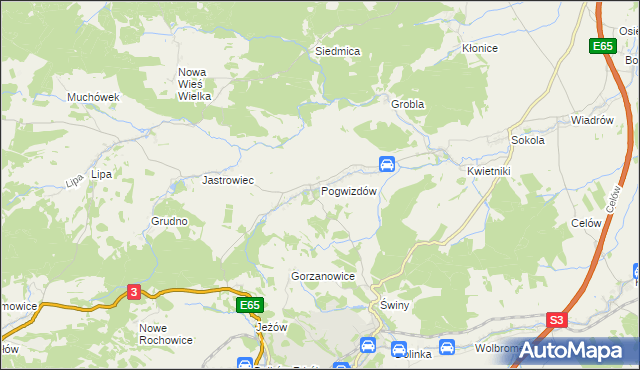 mapa Pogwizdów gmina Paszowice, Pogwizdów gmina Paszowice na mapie Targeo
