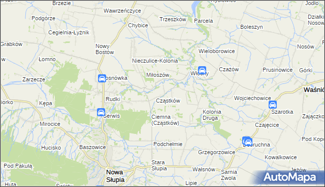 mapa Pokrzywianka gmina Nowa Słupia, Pokrzywianka gmina Nowa Słupia na mapie Targeo