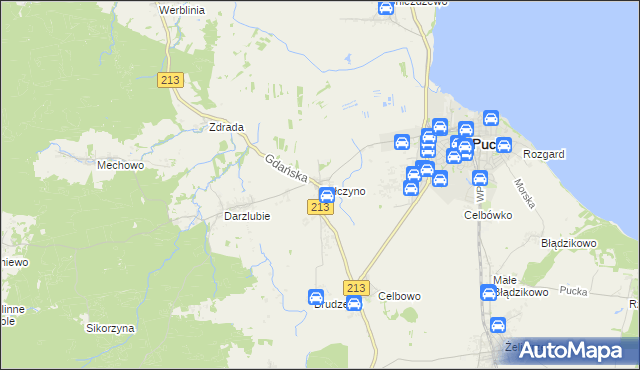 mapa Połczyno gmina Puck, Połczyno gmina Puck na mapie Targeo