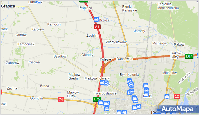 mapa Polesie gmina Grabica, Polesie gmina Grabica na mapie Targeo