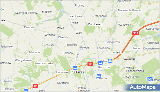 mapa Polesie gmina Puławy, Polesie gmina Puławy na mapie Targeo