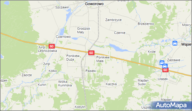 mapa Ponikiew Mała, Ponikiew Mała na mapie Targeo