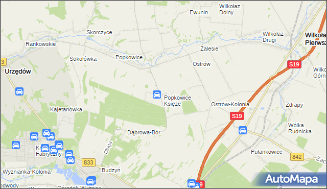 mapa Popkowice Księże, Popkowice Księże na mapie Targeo