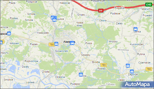mapa Poręba Żegoty, Poręba Żegoty na mapie Targeo