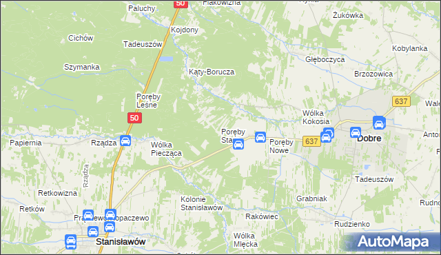 mapa Poręby Stare, Poręby Stare na mapie Targeo