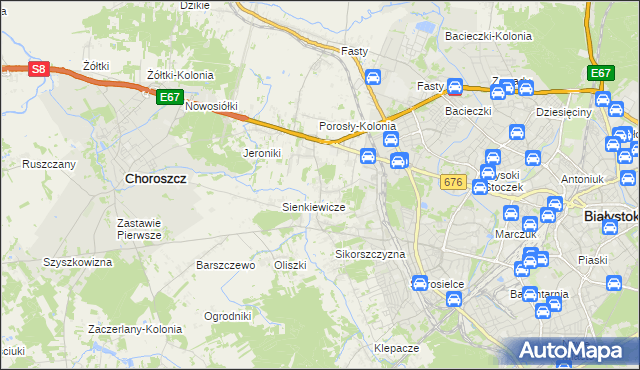 mapa Porosły, Porosły na mapie Targeo