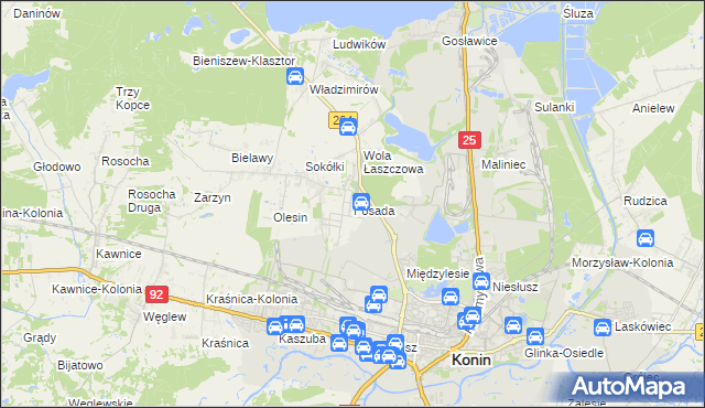 mapa Posada gmina Kazimierz Biskupi, Posada gmina Kazimierz Biskupi na mapie Targeo