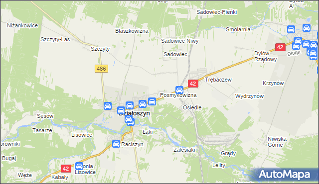 mapa Posmykowizna gmina Działoszyn, Posmykowizna gmina Działoszyn na mapie Targeo