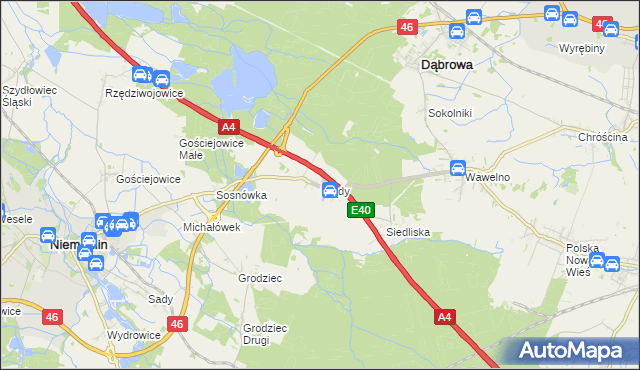 mapa Prądy gmina Dąbrowa, Prądy gmina Dąbrowa na mapie Targeo