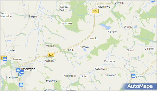 mapa Protowo, Protowo na mapie Targeo