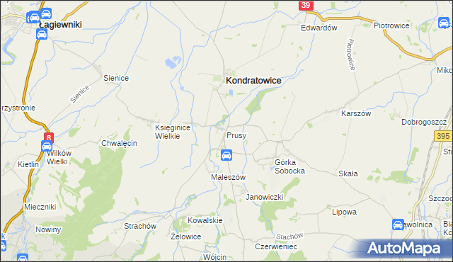 mapa Prusy gmina Kondratowice, Prusy gmina Kondratowice na mapie Targeo