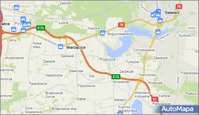 mapa Przeczyce, Przeczyce na mapie Targeo