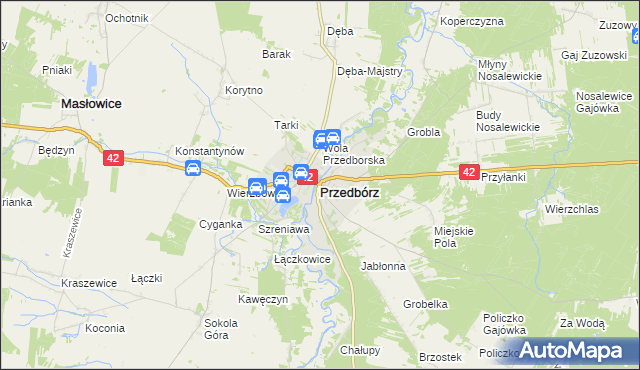 mapa Przedbórz powiat radomszczański, Przedbórz powiat radomszczański na mapie Targeo