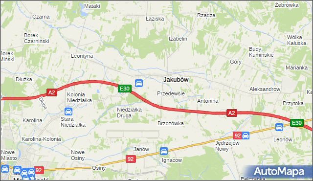mapa Przedewsie gmina Jakubów, Przedewsie gmina Jakubów na mapie Targeo