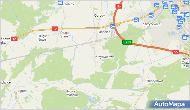 mapa Przybyszewo gmina Święciechowa, Przybyszewo gmina Święciechowa na mapie Targeo