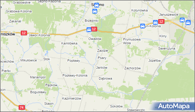 mapa Psary gmina Sławno, Psary gmina Sławno na mapie Targeo