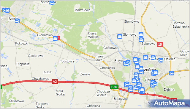 mapa Psary Małe gmina Września, Psary Małe gmina Września na mapie Targeo