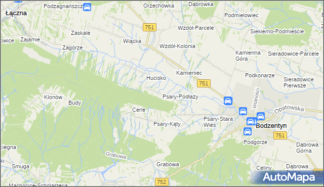 mapa Psary-Podłazy, Psary-Podłazy na mapie Targeo