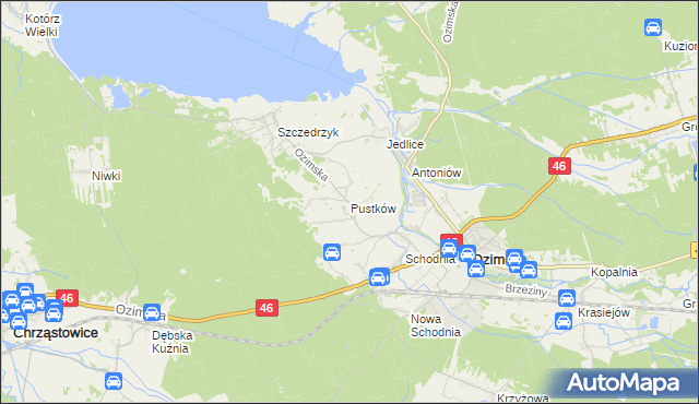 mapa Pustków gmina Ozimek, Pustków gmina Ozimek na mapie Targeo