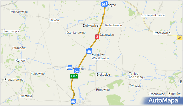 mapa Pustków Wilczkowski, Pustków Wilczkowski na mapie Targeo