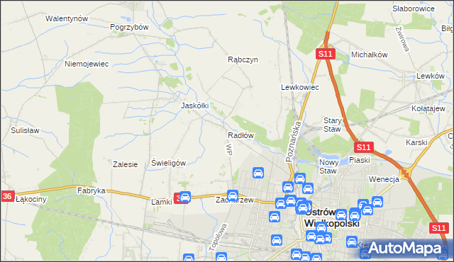 mapa Radłów gmina Raszków, Radłów gmina Raszków na mapie Targeo