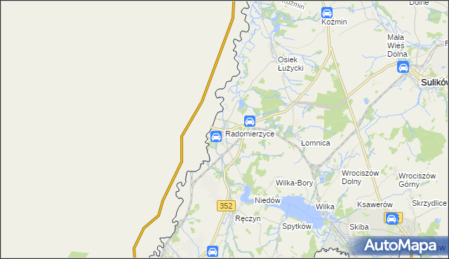 mapa Radomierzyce gmina Zgorzelec, Radomierzyce gmina Zgorzelec na mapie Targeo