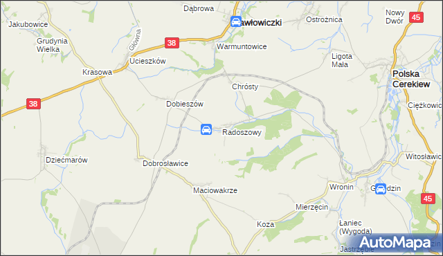 mapa Radoszowy, Radoszowy na mapie Targeo