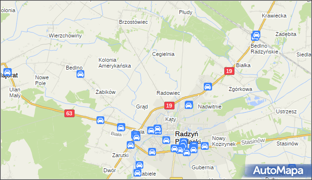 mapa Radowiec, Radowiec na mapie Targeo