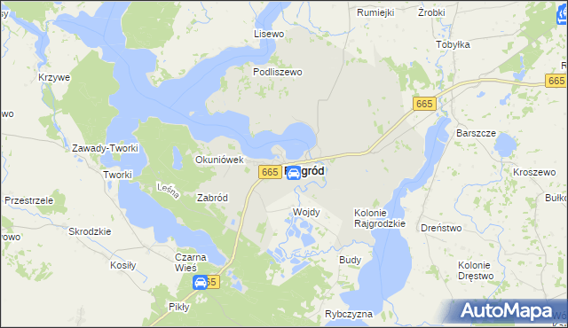 mapa Rajgród powiat grajewski, Rajgród powiat grajewski na mapie Targeo
