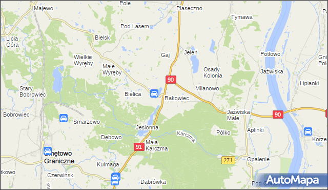 mapa Rakowiec gmina Gniew, Rakowiec gmina Gniew na mapie Targeo